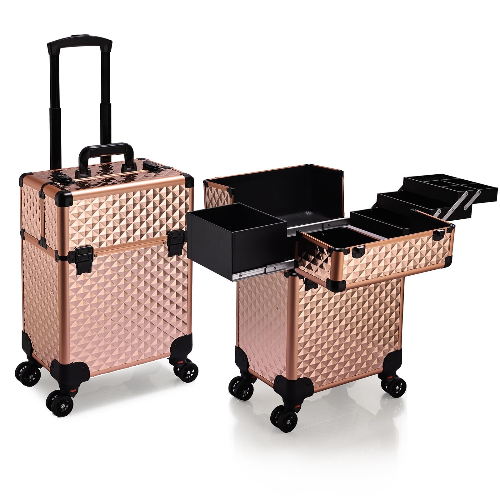 Salon Cosmetology Beauty Travel Case Large Storage Cosmetic Trolley