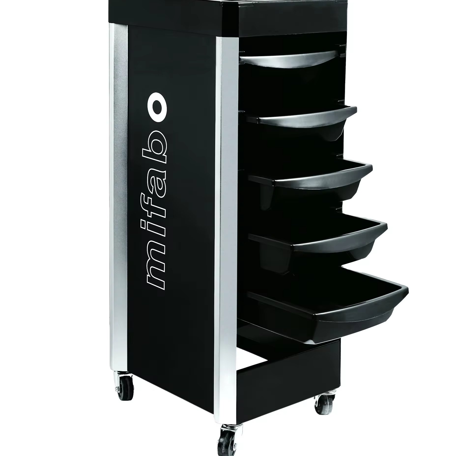 Wholesale Hairdressing Tool Black Beauty Makeup Salon Trolley Wheel Hair Dryer Holder Drawers Hair Coloring Storage Cart