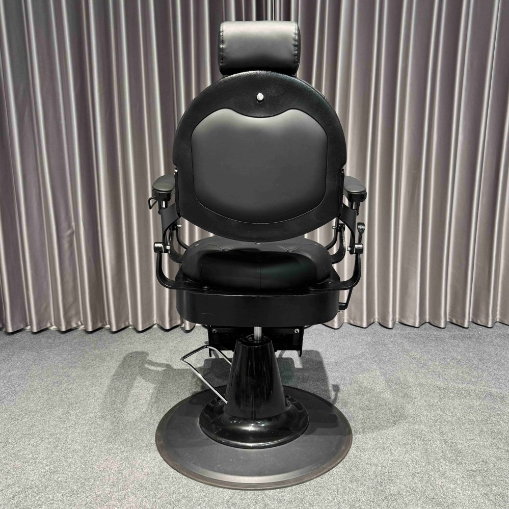 Vintage black barber chair Classic Barbershop folding barber chair Salon Barbershop adjustable footstool chair
