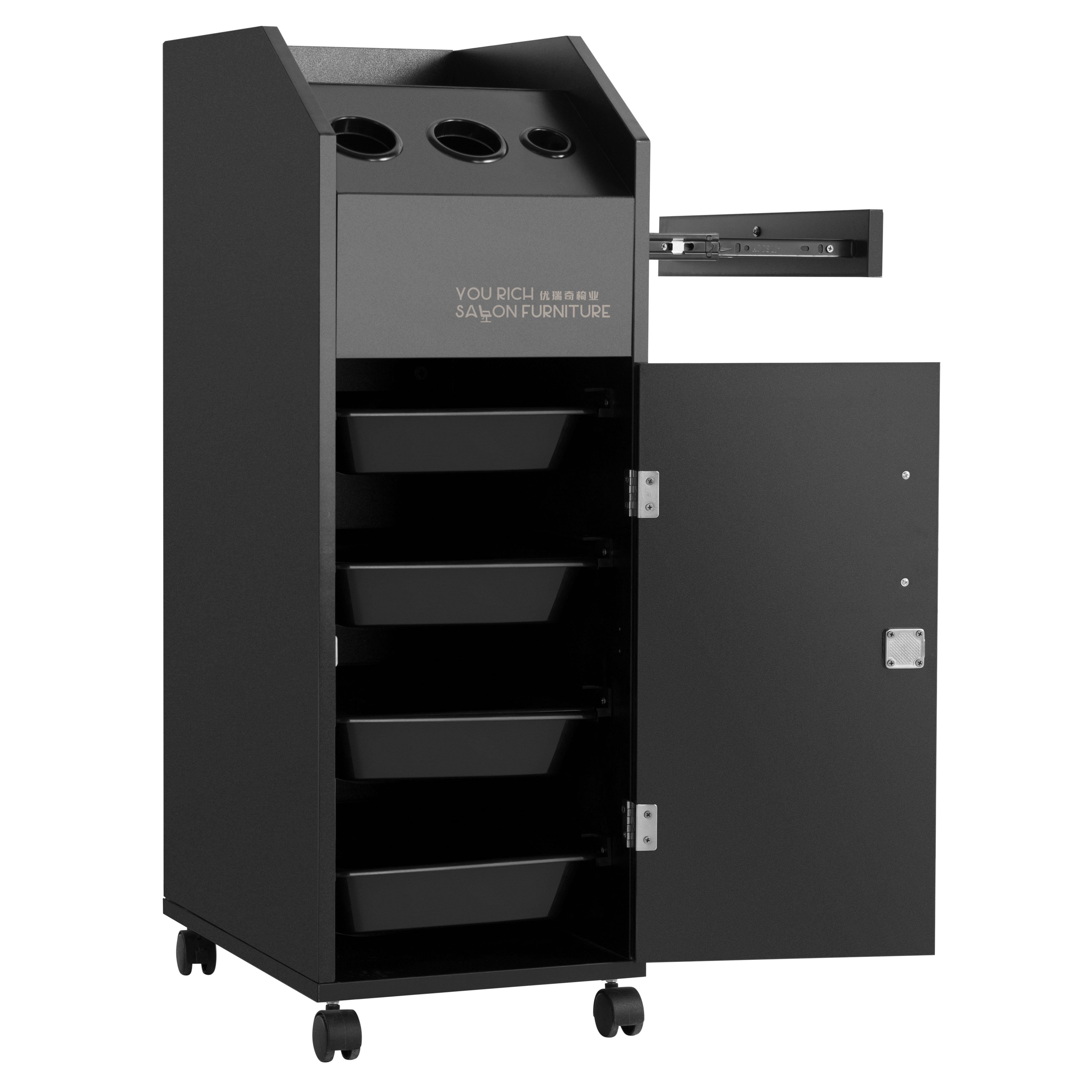 Salon SPA Beauty Hairdressing Cart Storage Torlley With 4 Drawers Rolling Wheels Lockable MDF Furniture Factory Direct Sale