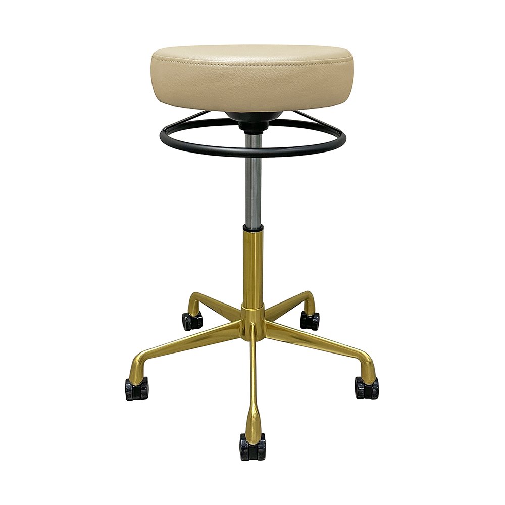 Furniture Factory Supplying Gilded Metal Base Comfortable Seat Cushion Pu Leather Bar Chairs For Restaurant