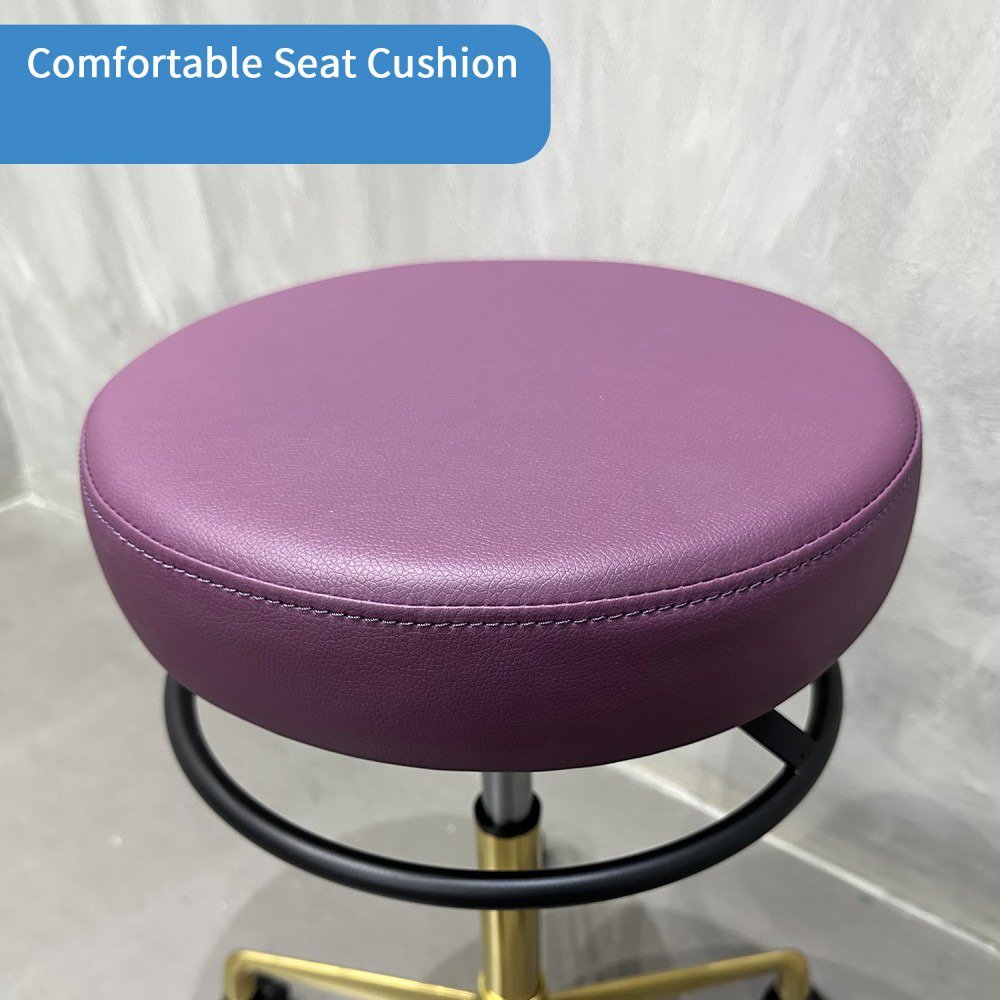 Furniture Factory Supplying Gilded Metal Base Comfortable Seat Cushion Pu Leather Bar Chairs For Restaurant