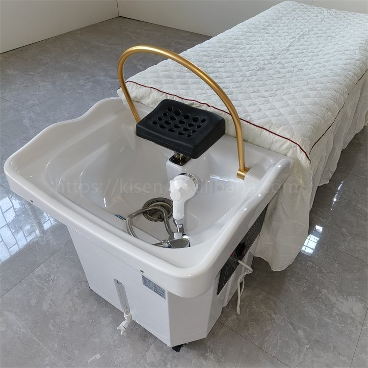 Kisen Luxury Barber Shop Salon Furniture Plastic Portable Mobile Sink Washing White Bowl Washing Basin For Beauty Salon Shampoo