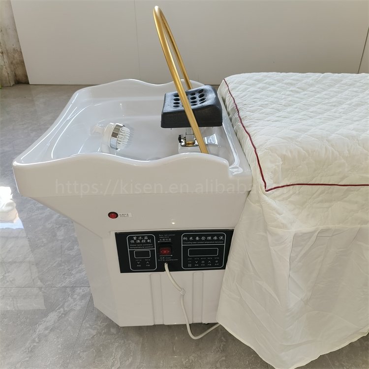 Kisen Luxury Barber Shop Salon Furniture Plastic Portable Mobile Sink Washing White Bowl Washing Basin For Beauty Salon Shampoo