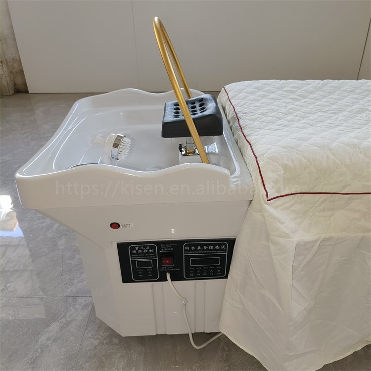 Kisen Luxury Barber Shop Salon Furniture Plastic Portable Mobile Sink Washing White Bowl Washing Basin For Beauty Salon Shampoo