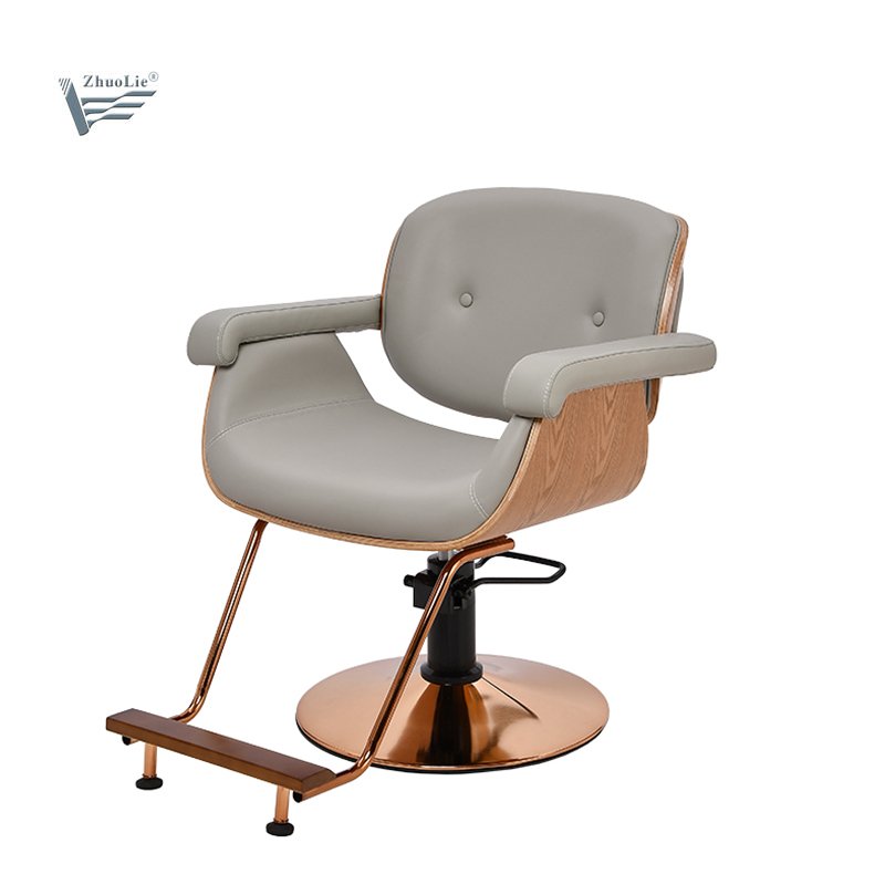 Wholesales Modern Wooden Styling Chair Hair Salon Furniture Stainless Steel Base Barber Chair