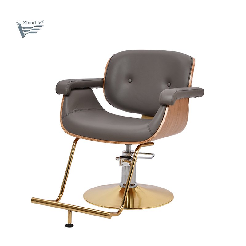 Wholesales Modern Wooden Styling Chair Hair Salon Furniture Stainless Steel Base Barber Chair
