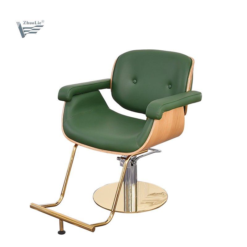 Wholesales Modern Wooden Styling Chair Hair Salon Furniture Stainless Steel Base Barber Chair