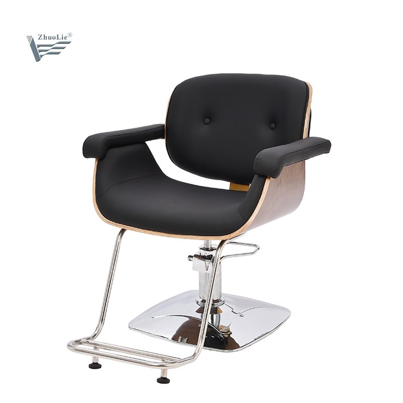 Wholesales Modern Wooden Styling Chair Hair Salon Furniture Stainless Steel Base Barber Chair