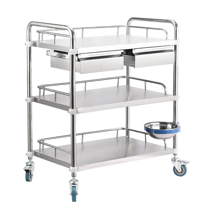 High Quality Double-Layers Assemble Medical Trolley Medicine Delivery Cart dining restaurant car