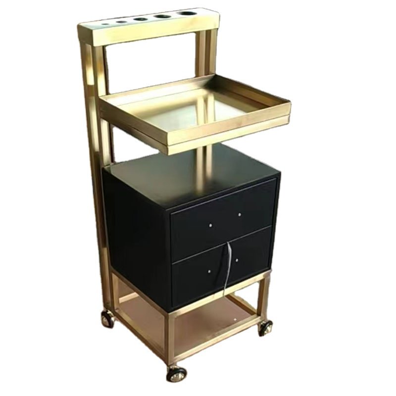 White And Gold Luxury Salon Equipment Beauty Salon Hair Trolley Hairdressing Rolling Cart
