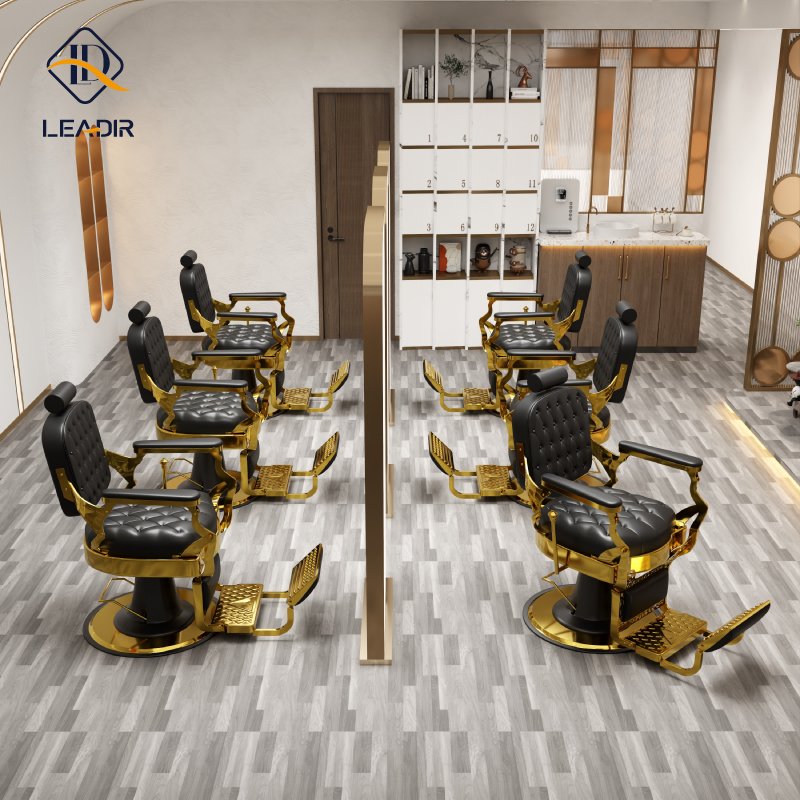 Premium gold base salon furniture vintage barber chair hydraulic hardressing chairs heavy duty for barbershop