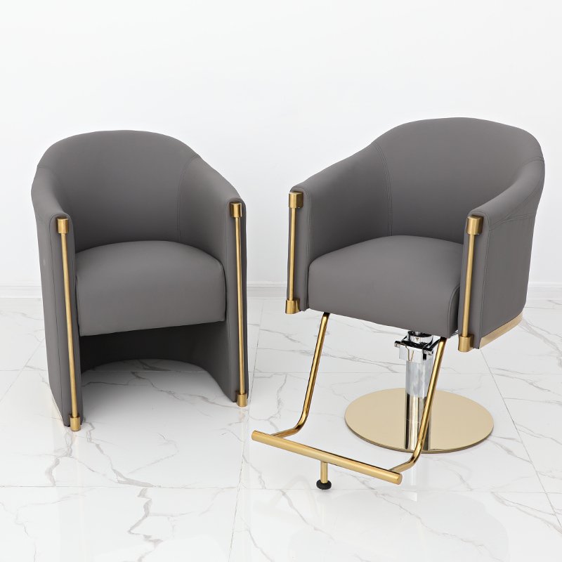 Hochey Medical European Style Aluminium Alloy Heavy Duty Gold And Black Barber Chairs Styling Chairs Salon Chair With OEM Logo