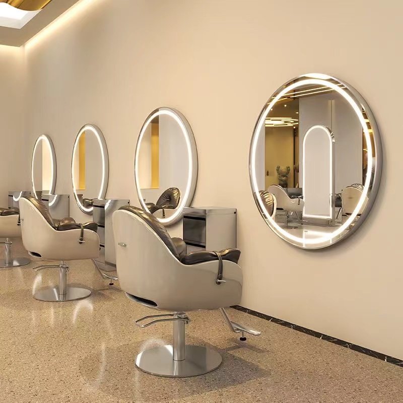 MY Hot Selling Salon Furniture Barbershop Circular Mirror With Led Lights Hairdressing Mirror