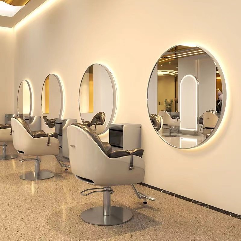 MY Hot Selling Salon Furniture Barbershop Circular Mirror With Led Lights Hairdressing Mirror