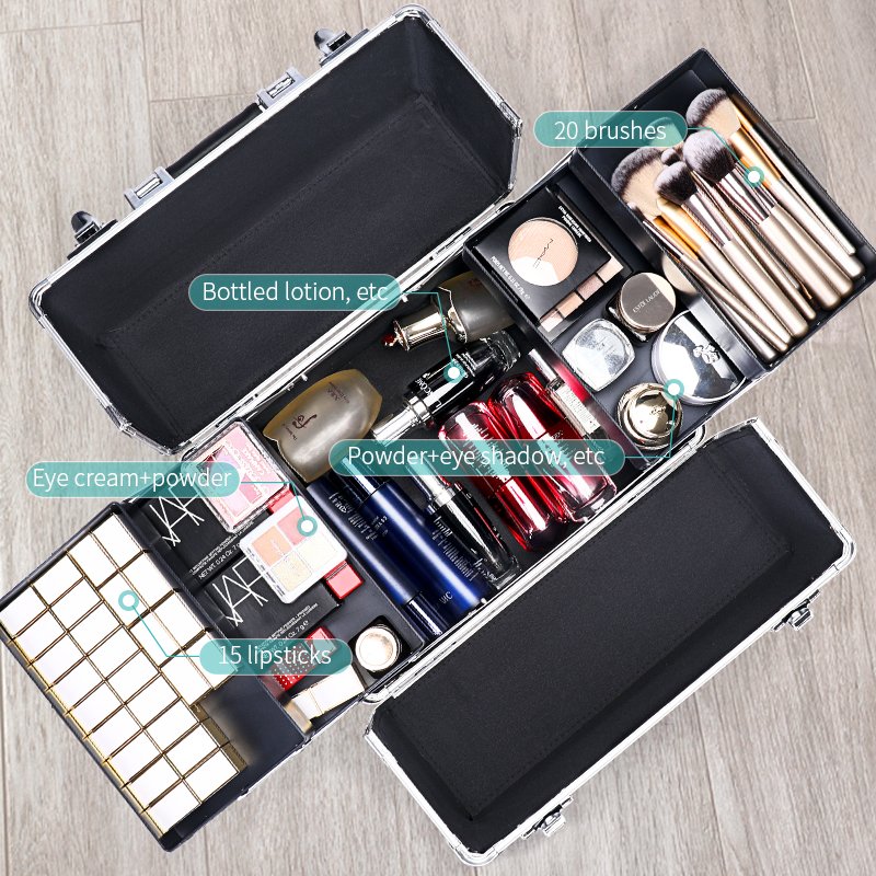 Professional Makeup Artist Multifunction Cosmetic Rolling Case Salon Hairdressing Trolley Storage Case