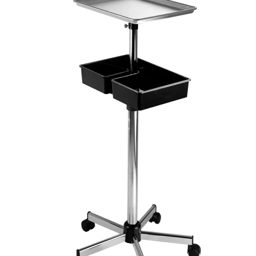 Salon Tray Cart with Adjustable Salon Rolling 360 Rotating Silent Wheels Storage Platform Hair Stylist Premium Tray for Spa
