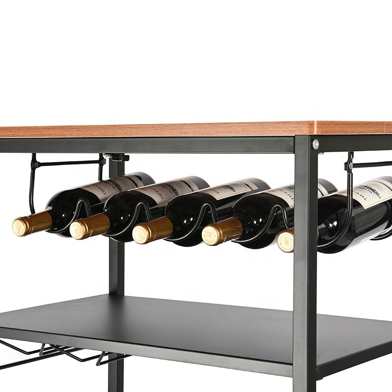 Multi-Function 3 Tier Mobile Bar Storage Trolley Metal Home Serving Cart Kitchen Hotel Coffee Salon Cart