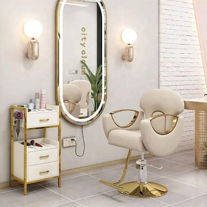 Wholesale High Quality Barber Shop Gold hairdressing chair barber chair Beauty Saloon Equipment Styling Chair