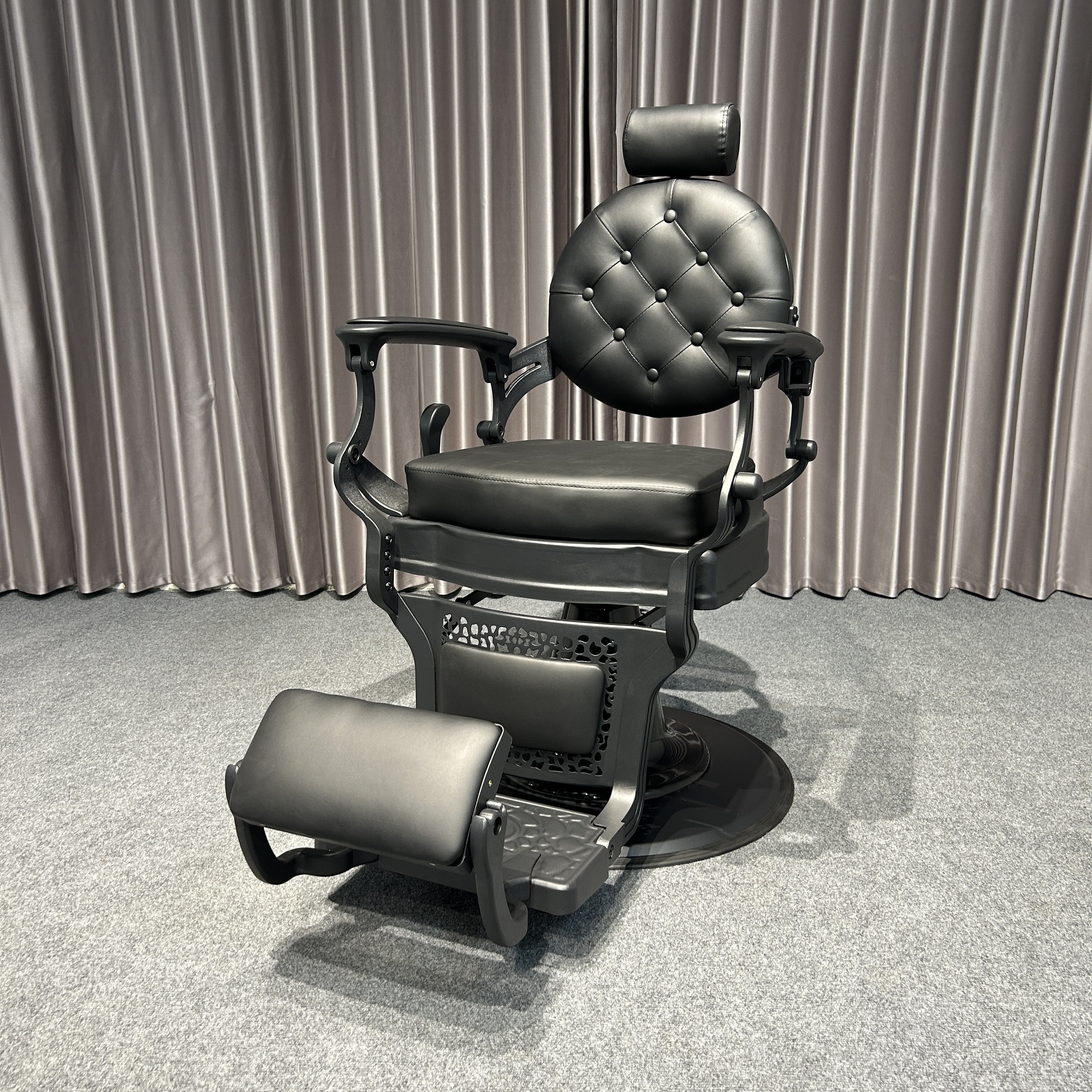 cheap beauty salon furniture heavy duty hydraulic Black synthetic leather metal barber salon chair With square cushion