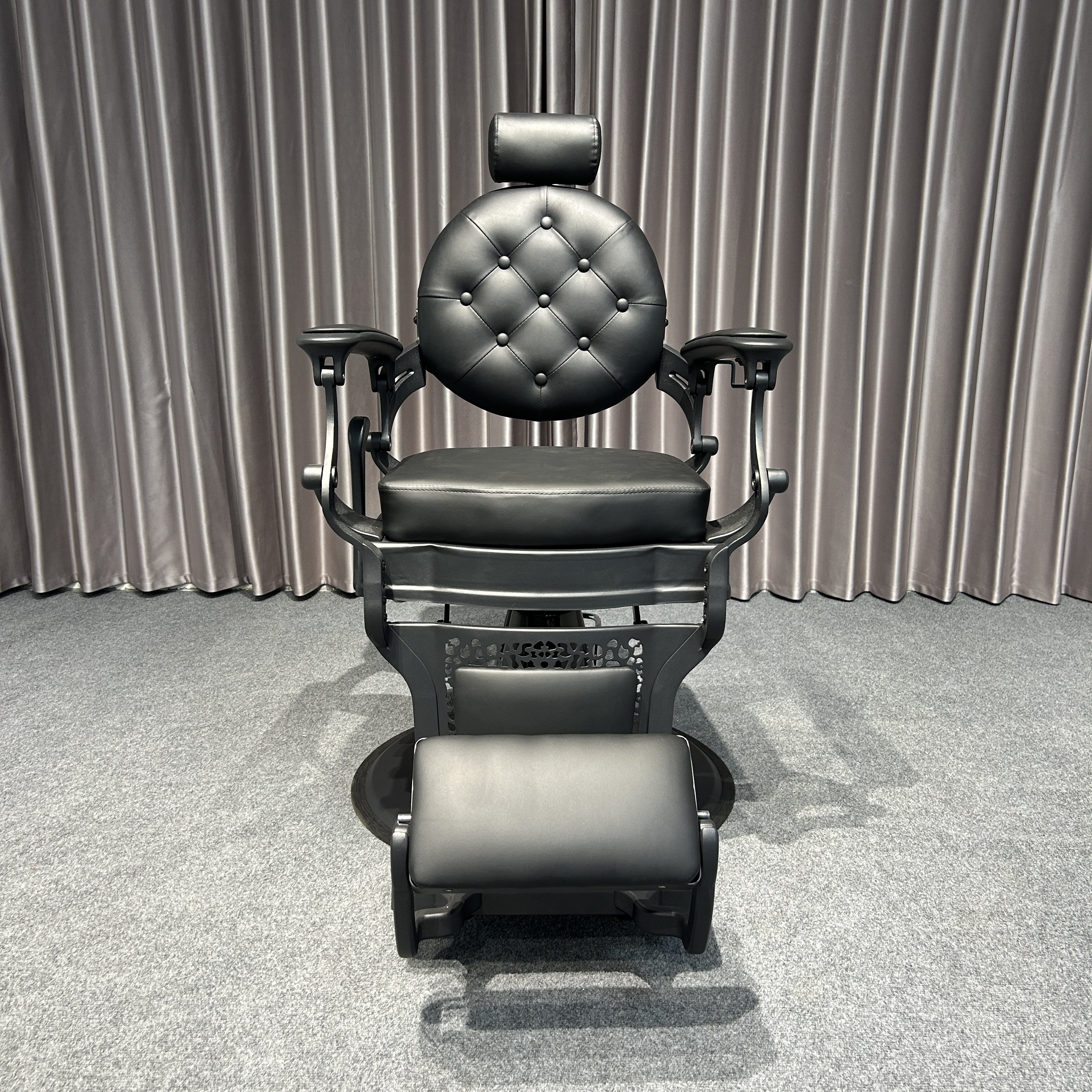 cheap beauty salon furniture heavy duty hydraulic Black synthetic leather metal barber salon chair With square cushion