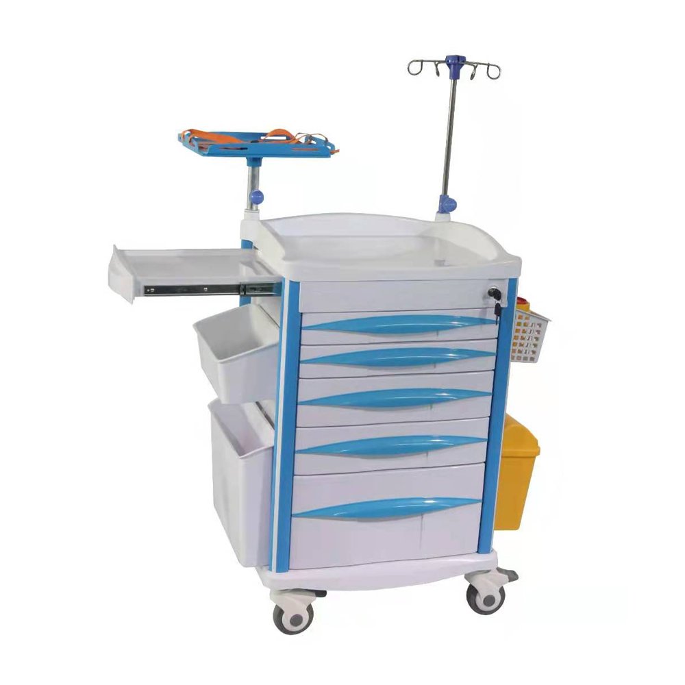 High Quality Cheap Mobile Abs Drugs Hospital Medical Crash Cart Plastic Emergency Medicine Trolley For Clinic