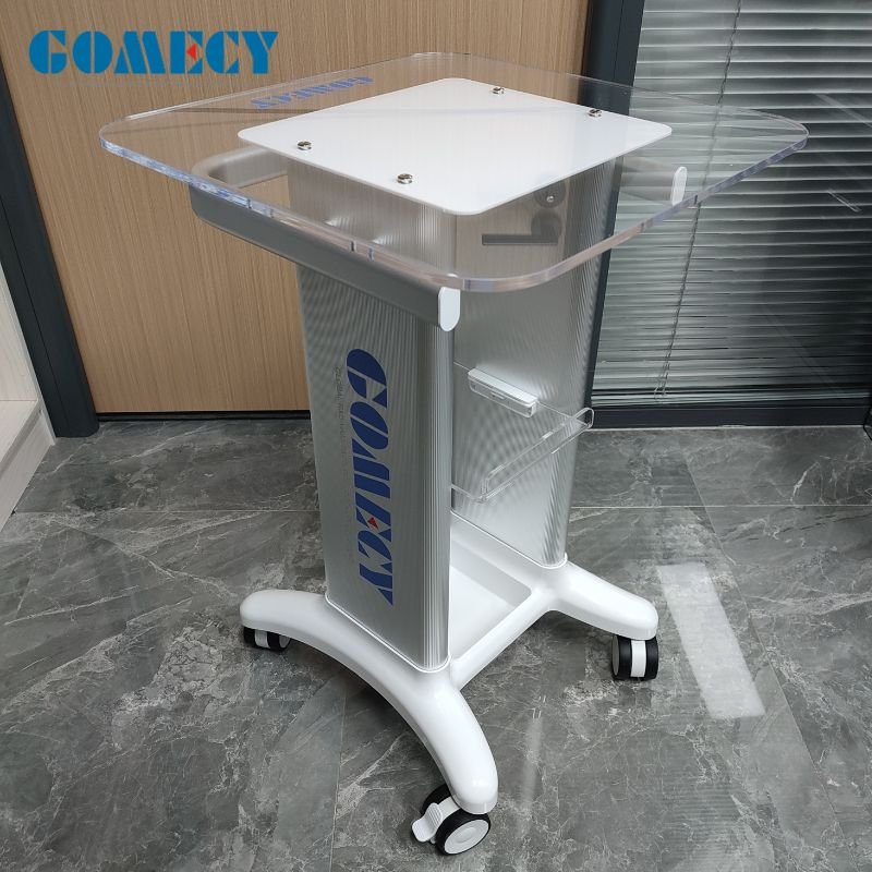 360 Degree Rotatory Wheels Acrylic Panel Trolley Cart Stable Cart Spa Trolley Table Alum Alloy Frame Beauty Machine Display Use