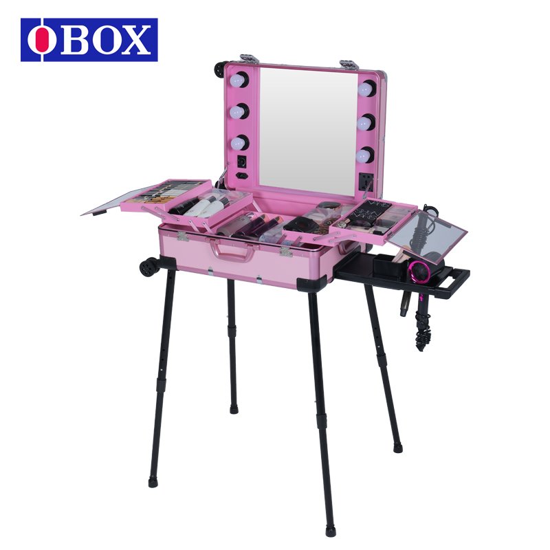 Hot sale cosmetics for sale cosmetics manicure silver table luxury beauty salon trolley abs cosmetic table case