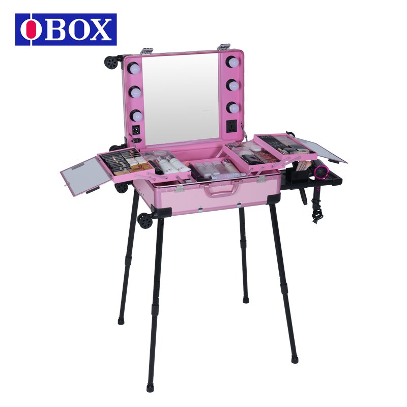 Hot sale cosmetics for sale cosmetics manicure silver table luxury beauty salon trolley abs cosmetic table case