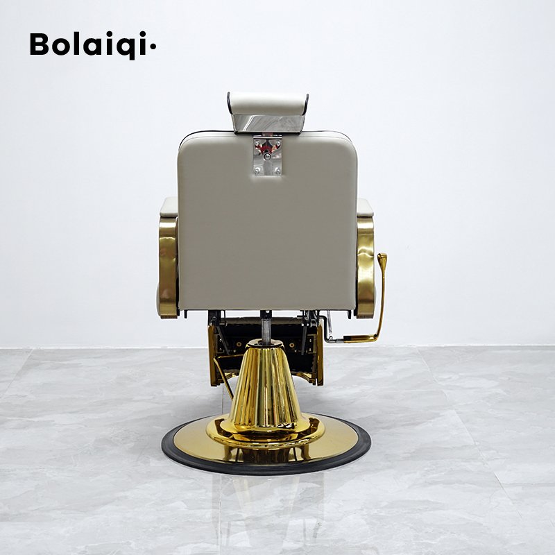 BOLAIQI luxury hair salon furniture reclining styling cutting chair gold and beige chair gold barber chair