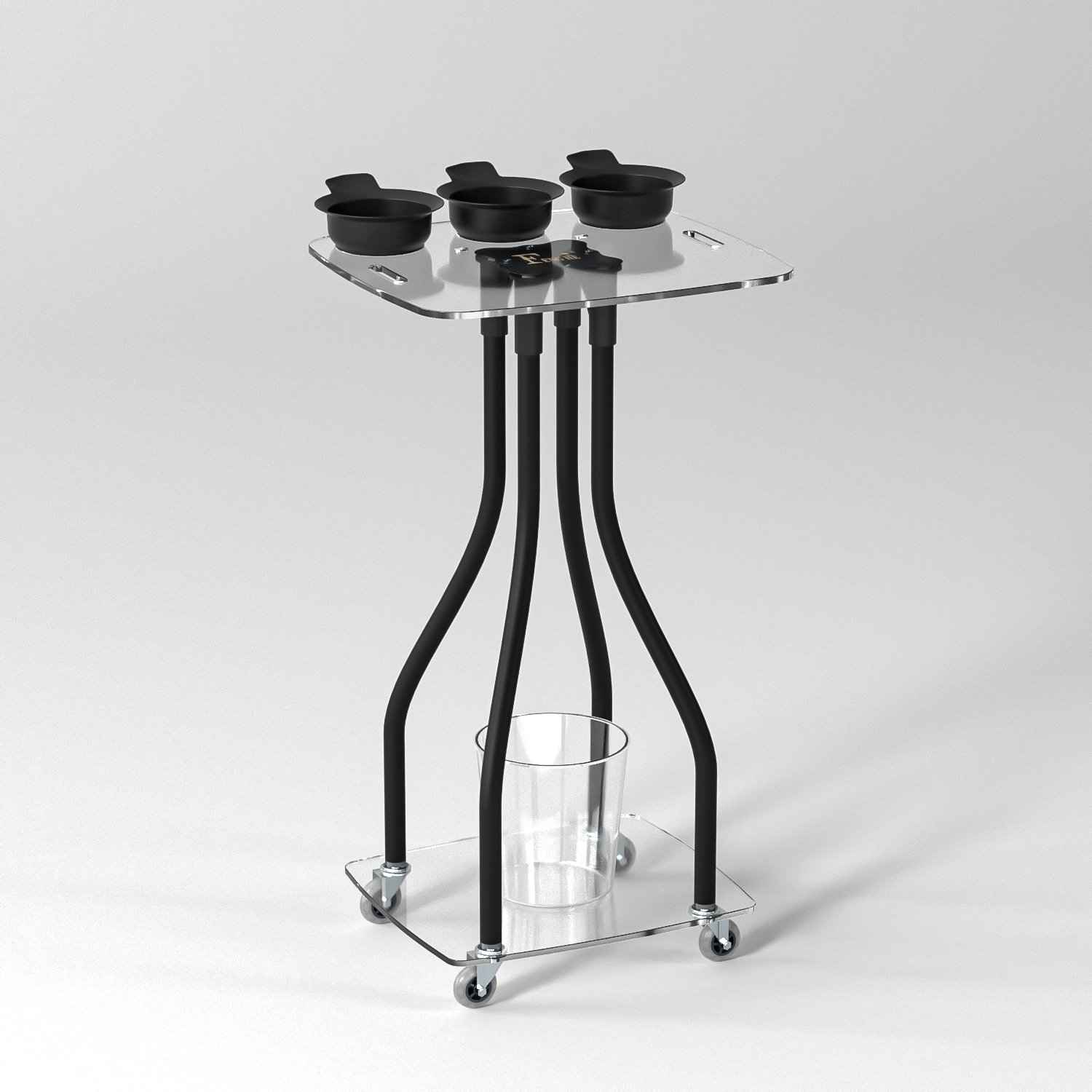 New Deign Salon Furniture Acrylic Hair Salon Tray Multi-Functional With Dye Bowl Beauty Salon Trolley