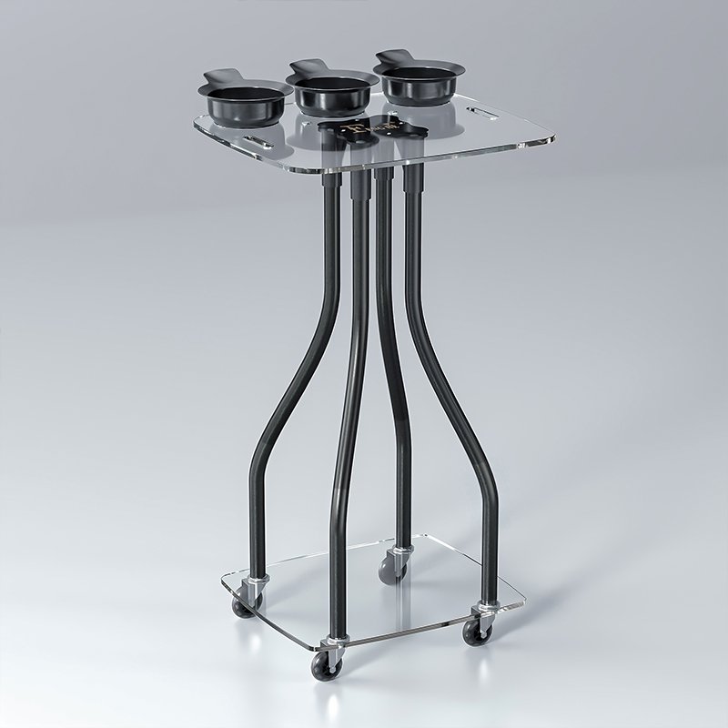 New Deign Salon Furniture Acrylic Hair Salon Tray Multi-Functional With Dye Bowl Beauty Salon Trolley