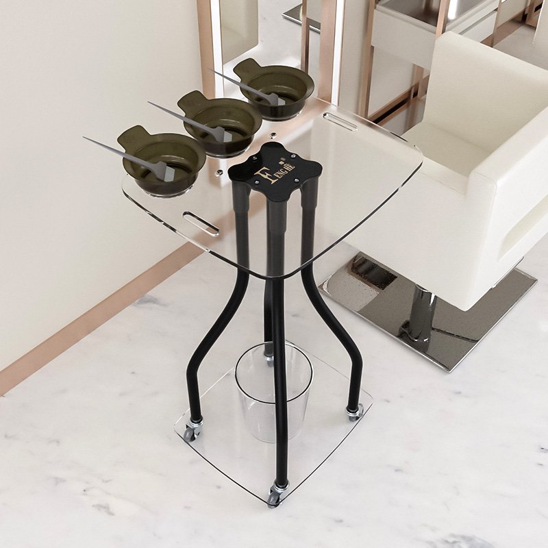 New Deign Salon Furniture Acrylic Hair Salon Tray Multi-Functional With Dye Bowl Beauty Salon Trolley