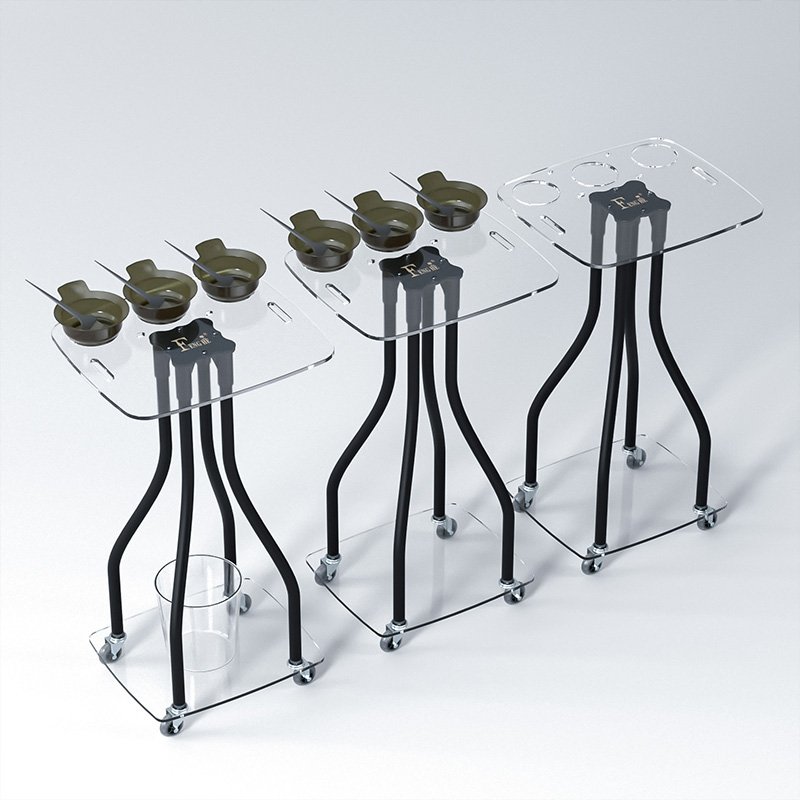 New Deign Salon Furniture Acrylic Hair Salon Tray Multi-Functional With Dye Bowl Beauty Salon Trolley