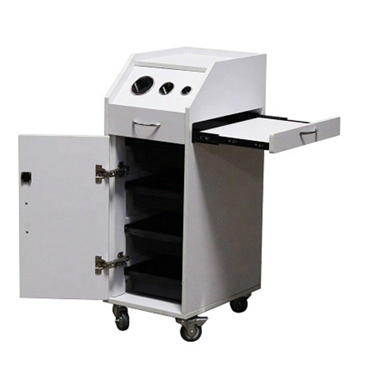 Custom White Barber Shop Beauty Hair Salon Furniture Hairdressing Beauty Multi-Layer Hair Salon Cart with wheel Salon Trolley