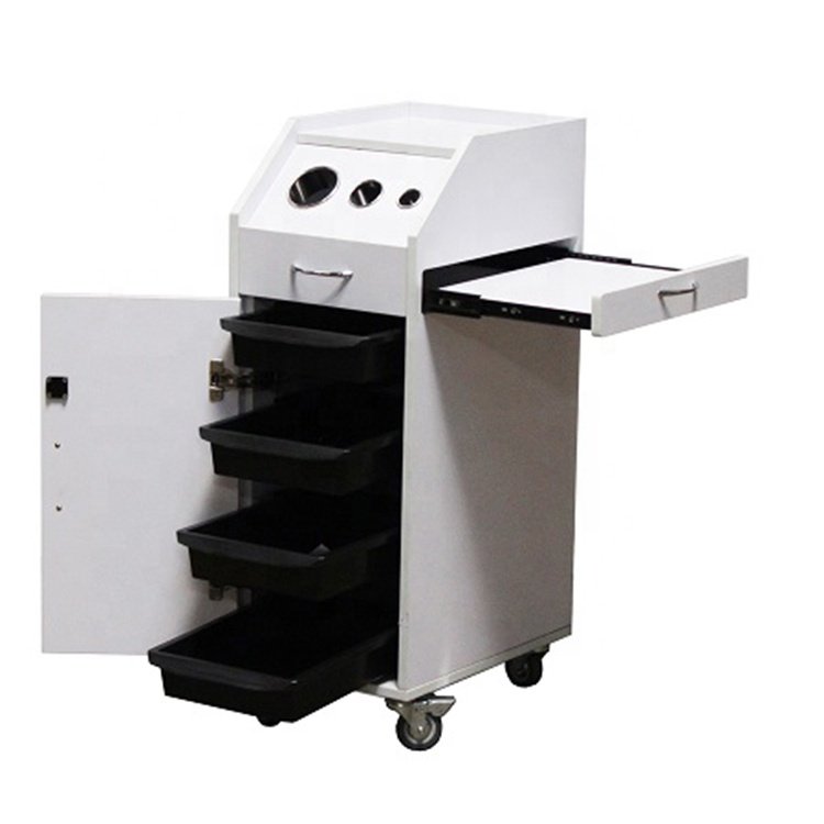Custom White Barber Shop Beauty Hair Salon Furniture Hairdressing Beauty Multi-Layer Hair Salon Cart with wheel Salon Trolley