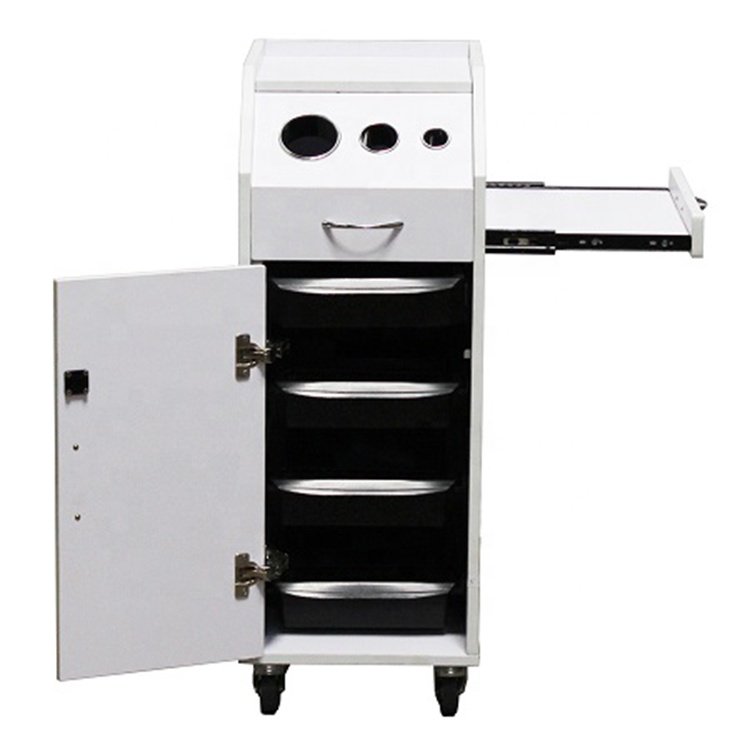 Custom White Barber Shop Beauty Hair Salon Furniture Hairdressing Beauty Multi-Layer Hair Salon Cart with wheel Salon Trolley