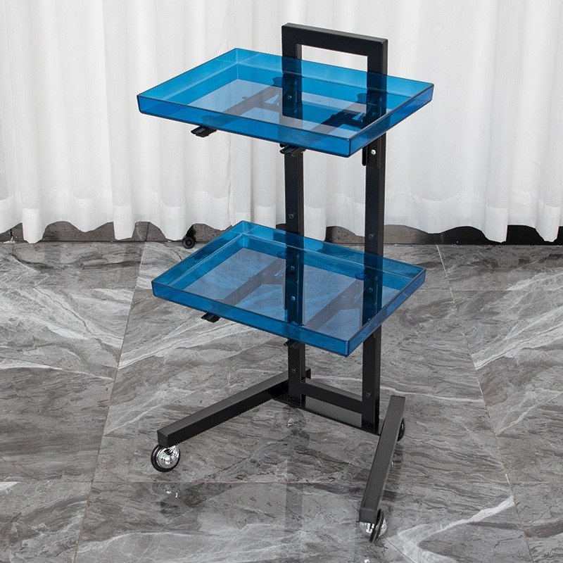 Youtai High Quality Minimalism Stainless Steel Salong Beauty Cabinet Trolley Two-Storey Storage Foldable Salon Equipment Trolley