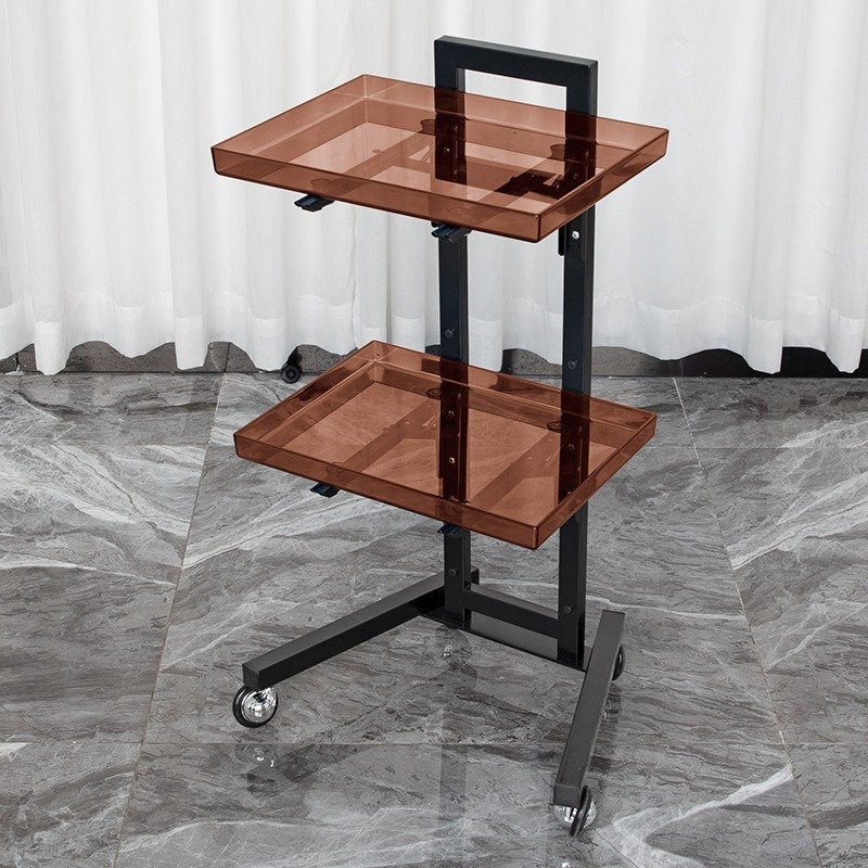 Youtai High Quality Minimalism Stainless Steel Salong Beauty Cabinet Trolley Two-Storey Storage Foldable Salon Equipment Trolley