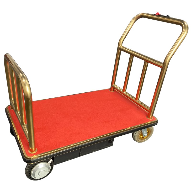 Custom 4-Wheel Luxury Hotel Trolley Cart Durable Steel Construction Modern Metal Luggage Trolley Dining Room Mall Hospital Use