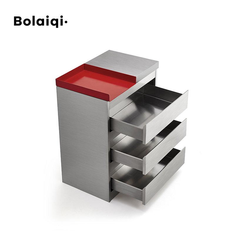 BOLAIQI Multifunctional Barber Salon Furniture Storage Rack Cabinet Metal Salon Three-layer Drawer Trolley