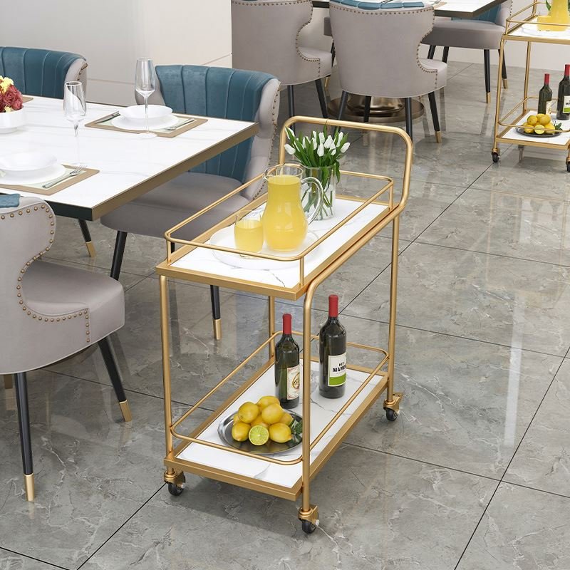 Nordic Modern Hotel Marble Dining Car Commercial Mobile Frame Delivery Tea Car Home Multi-function