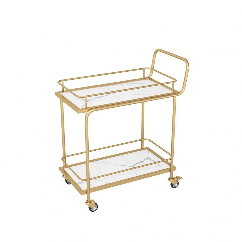 Nordic Modern Hotel Marble Dining Car Commercial Mobile Frame Delivery Tea Car Home Multi-function
