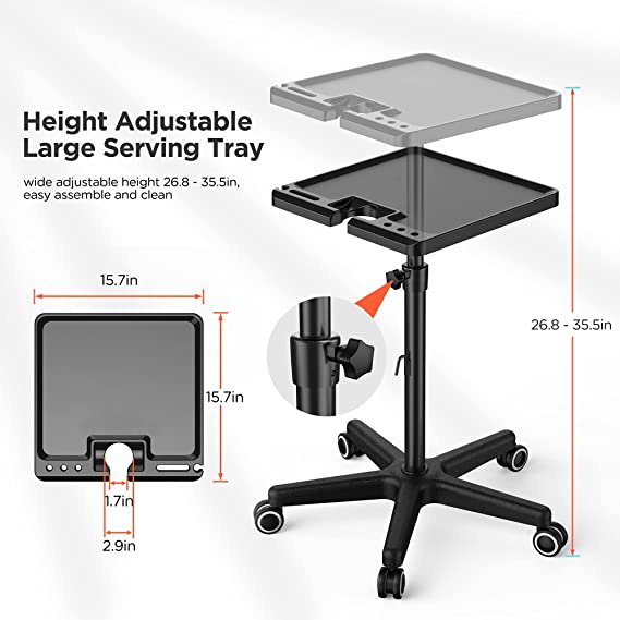 High-quality metal holder rolling beauty spa tray car hair salon trolley Salon Tray on Wheels Hair Stylist Tools Instrument Tray