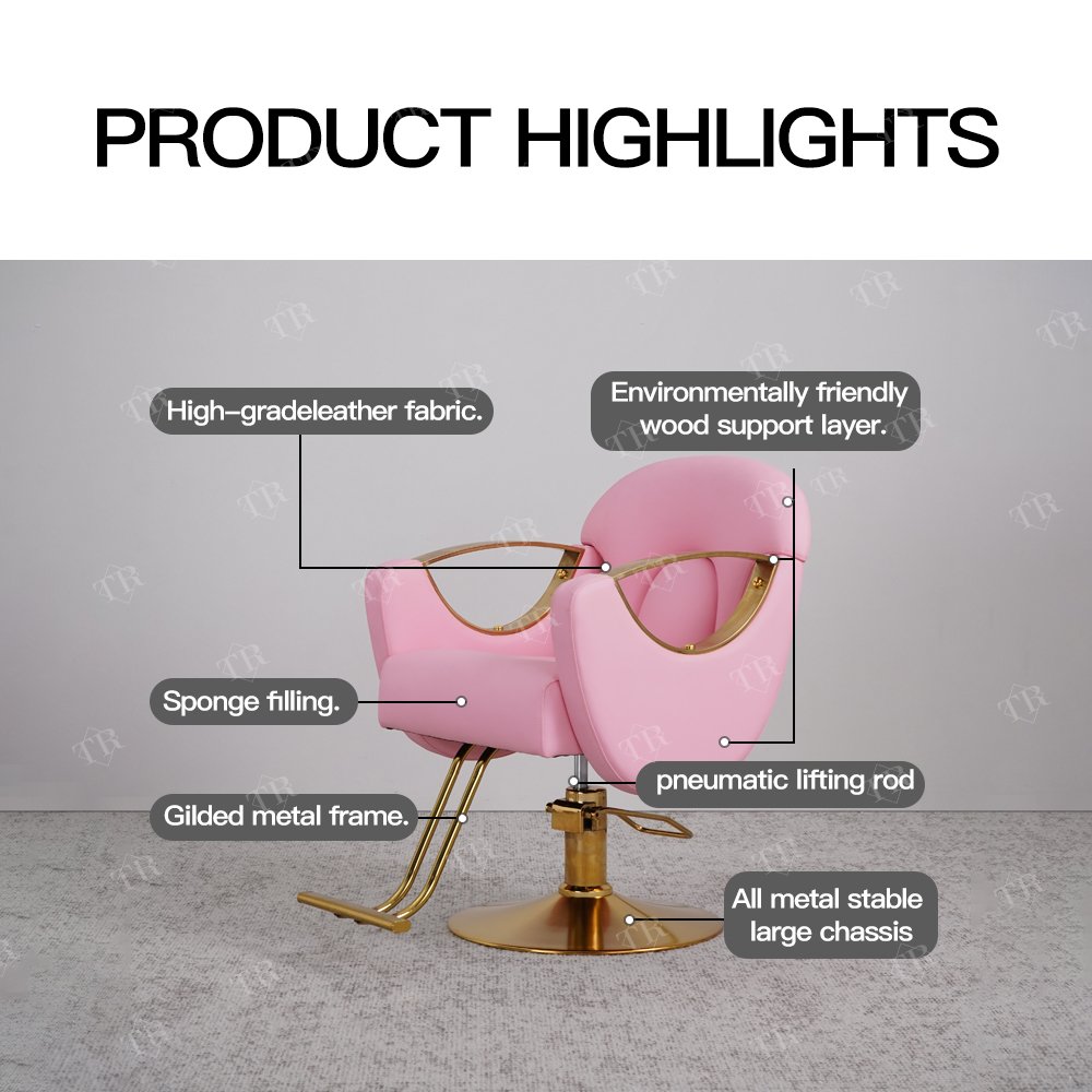 Turri 2024 Pink Barber Chair For Men Memory Foam Styling Chair Modern Customizable Hairdressing Salon Chair