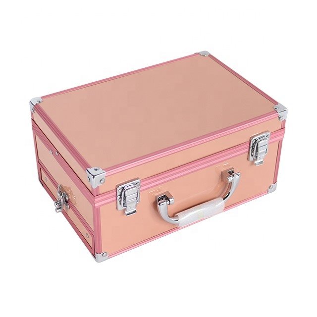 Cosmetics Make Up Trolley Beauty Case Vanity Box Large Capacity Beauty Salon Professional with mirror Aluminum Makeup