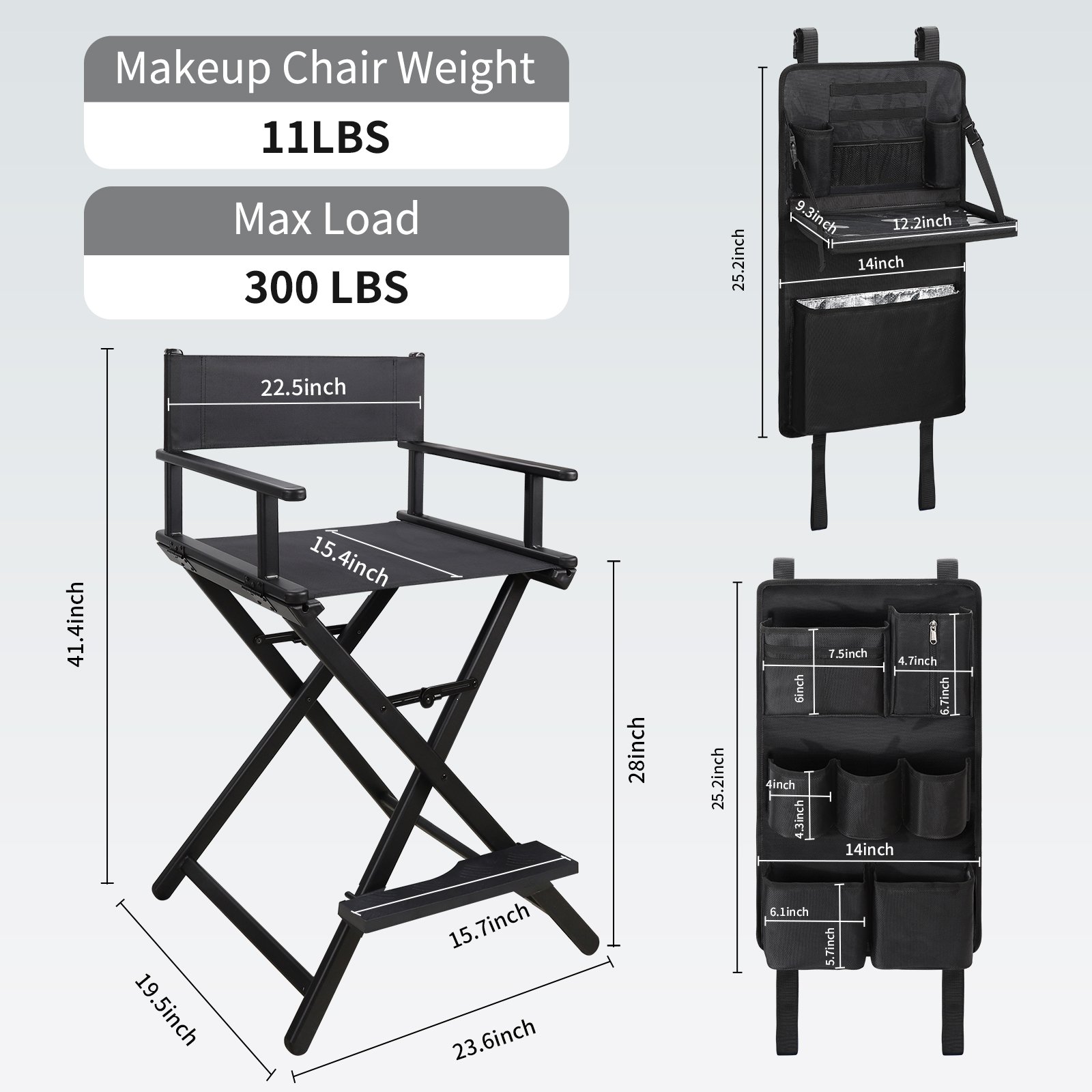 High Folding Studio Director Chair Portable Outdoor Makeup Designer Work Chair Artist Professional Makeup Chair Set Of 4