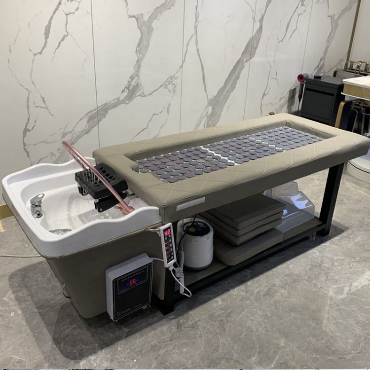 Siman salon furniture water circulation head therapy shampoo bed washing chair with head therapy and technician chair