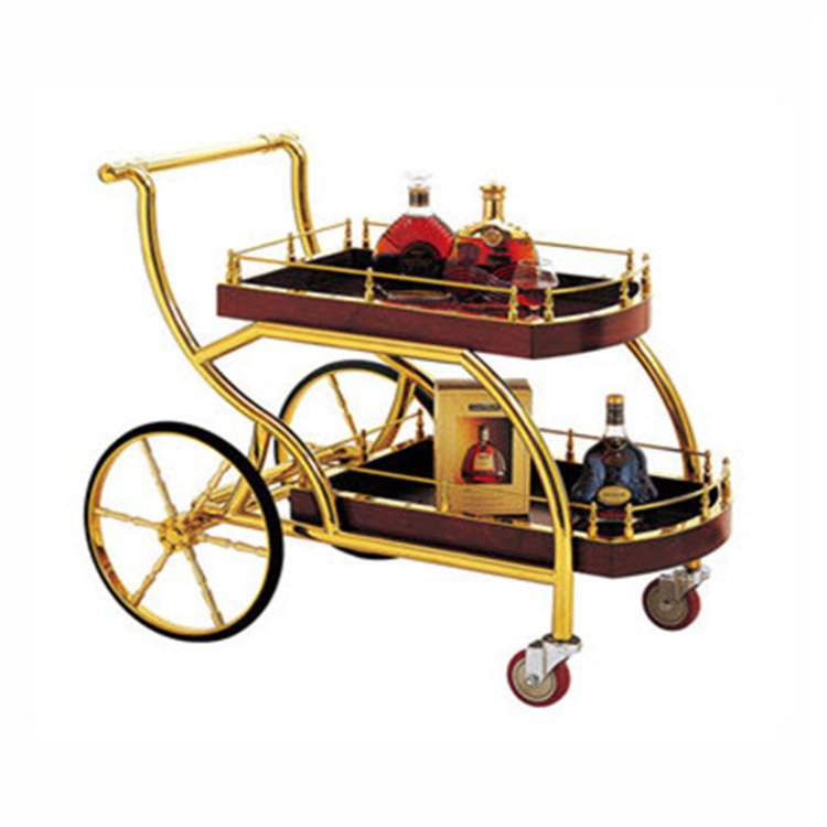 Hotel Restaurant Funiture Metal Mobile Serving Bar Cart Luxury Kitchen Antique Stainless Steel Food Wooden Tea Trolleys