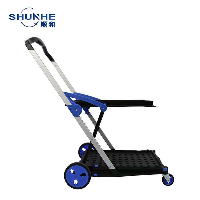 Manufacture Wholesale Supermarket Equipment FW-99G Foldable Two Tier Shopping Trolley Carts For Grocery Store